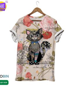 Bug Art Black Cat  3D All Over Print T-Shirt