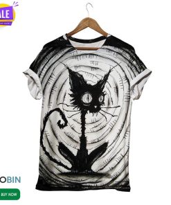 Black Cute Cat  3D All Over Print T-Shirt