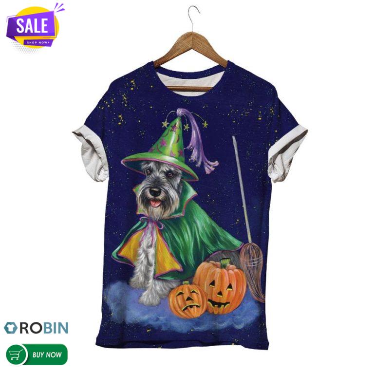 Halloween Witch Dog  3D All Over Print T-Shirt