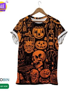 Halloween Angry Skull  3D All Over Print T-Shirt