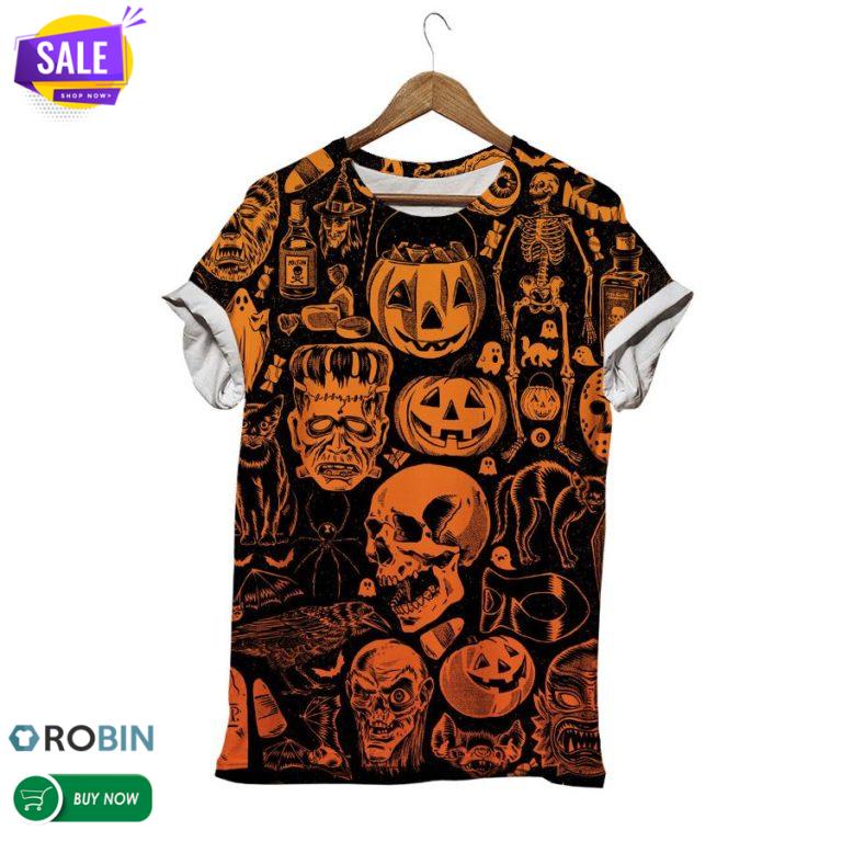 Halloween Angry Skull  3D All Over Print T-Shirt