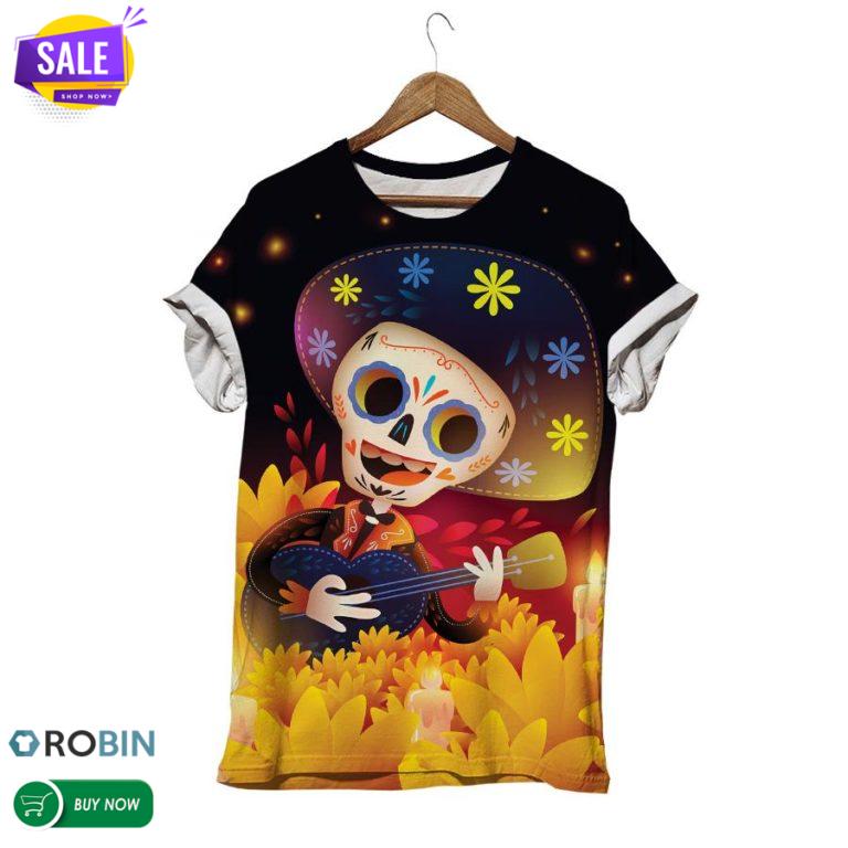 Cute Skull Playing Guitar  3D All Over Print T-Shirt