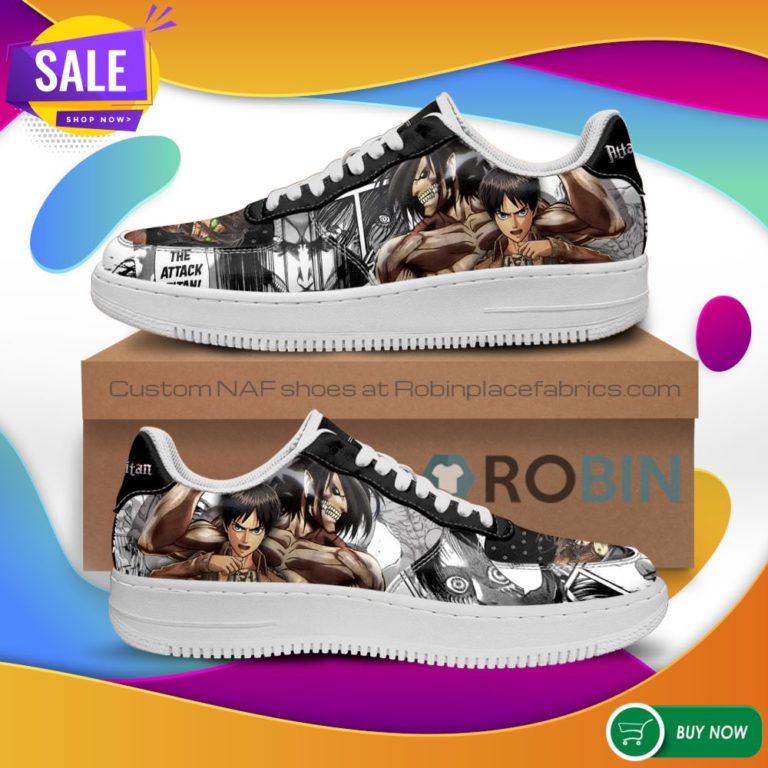 AOT Titan Eren Air Force Sneakers Attack On Titan Anime Manga NAF Shoes