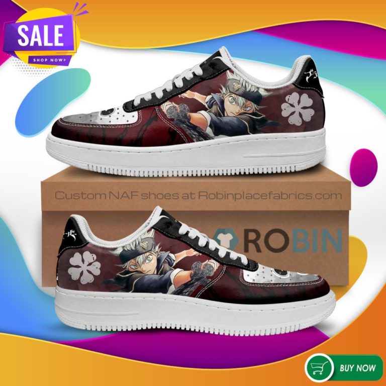 Asta Air Force Sneakers Black Bull Knight Black Clover Anime NAF Shoes