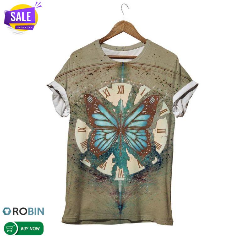 Timer Butterfly Top 3D All Over Print T-Shirt