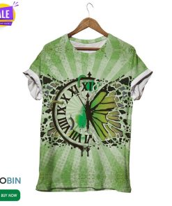 Butterfly Clock Green  3D All Over Print T-Shirt