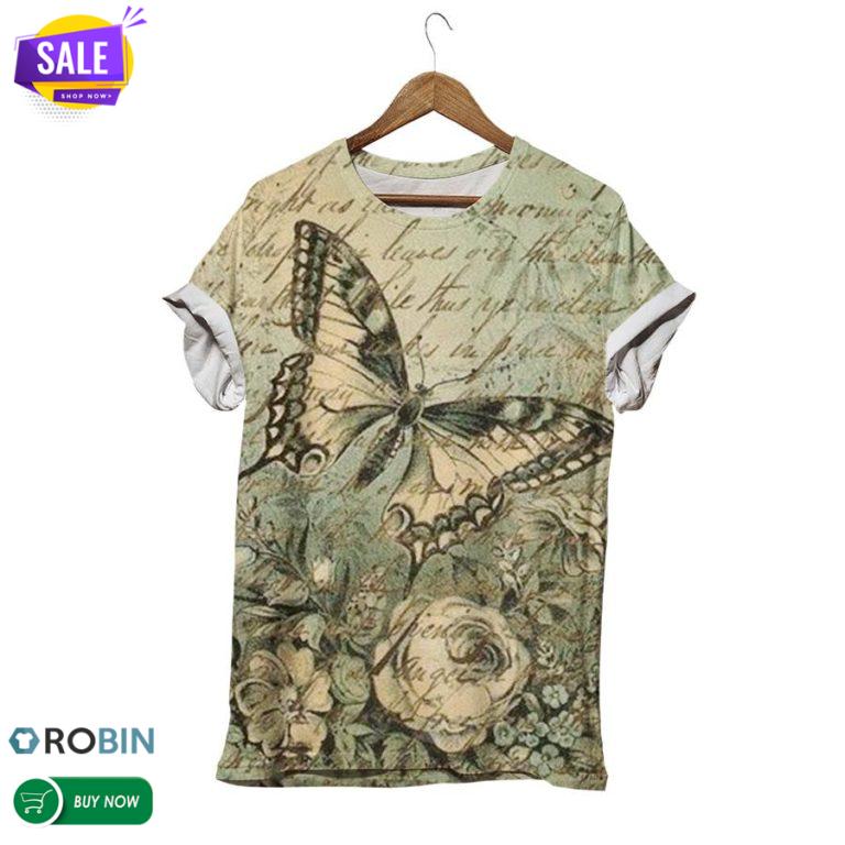 Giant Butterfly Floral  3D All Over Print T-Shirt