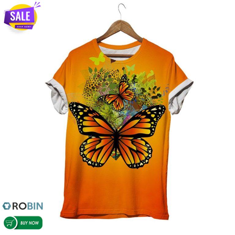 Apricot Butterfly  3D All Over Print T-Shirt