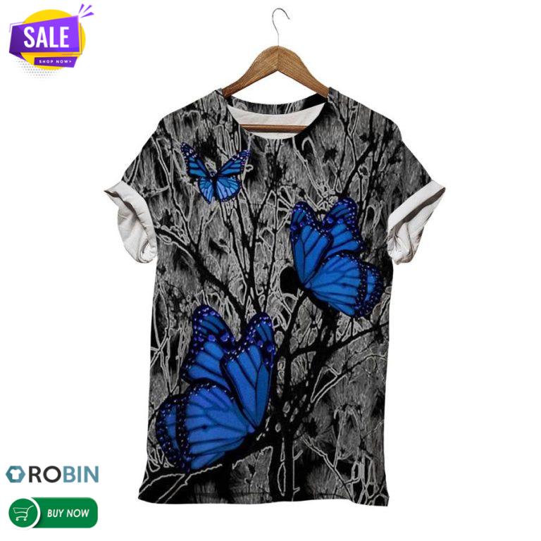 Blue Buuterfly  3D All Over Print T-Shirt