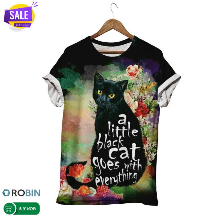 A Little Black Cat  3D All Over Print T-Shirt
