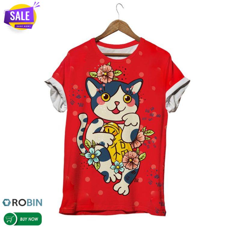 Lucky Cat  3D All Over Print T-Shirt