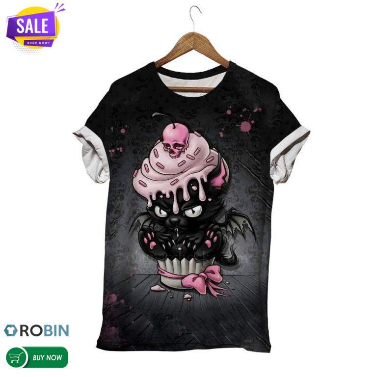 Halloween Funky Cat  3D All Over Print T-Shirt