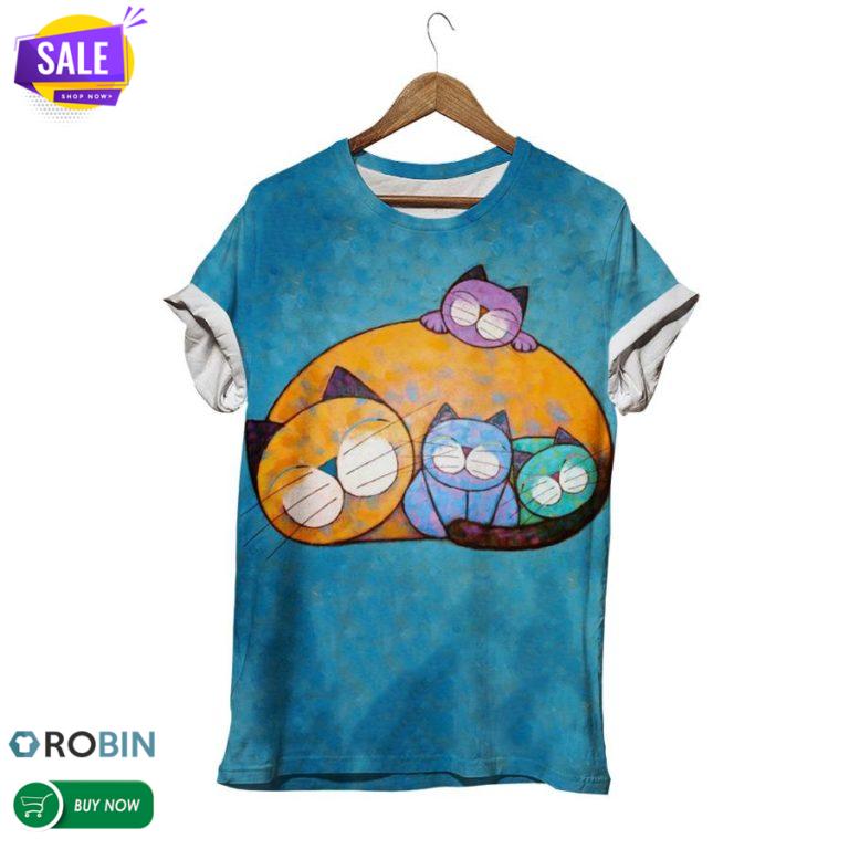 Kitten Family  3D All Over Print T-Shirt