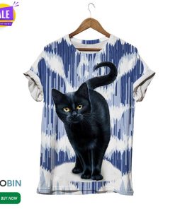 Black Mysterious Cat  3D All Over Print T-Shirt