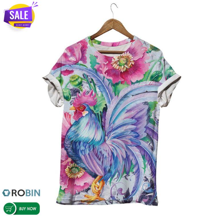 Flower Farm Chicken  3D All Over Print T-Shirt