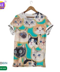 Cat Faces Face Mask 3D All Over Print T-Shirt