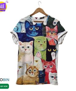 Colorful Cat Painting  3D All Over Print T-Shirt