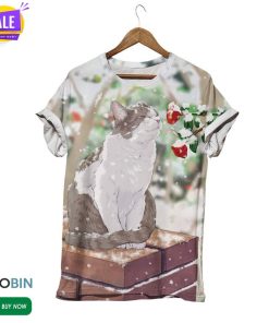 Cat Enjoying Snow  3D All Over Print T-Shirt