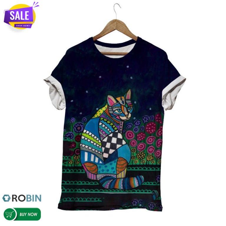 Color Puzzle Kitten Navy Tees 3D All Over Print T-Shirt