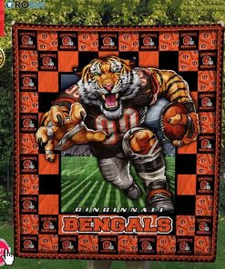 Cincinnati Bengals  Football Quilt Blanket Cincinnati Bengals  Football Quilt Blanket