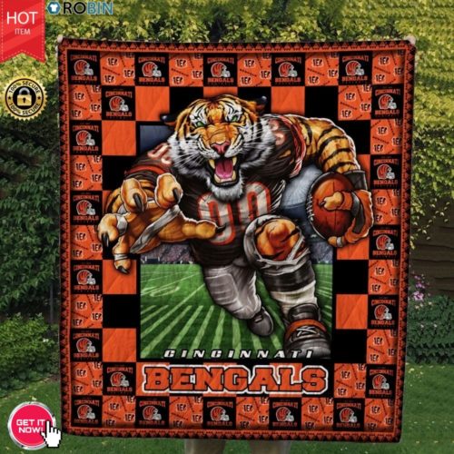 Cincinnati Bengals Football Quilt Blanket RobinPlaceFabrics