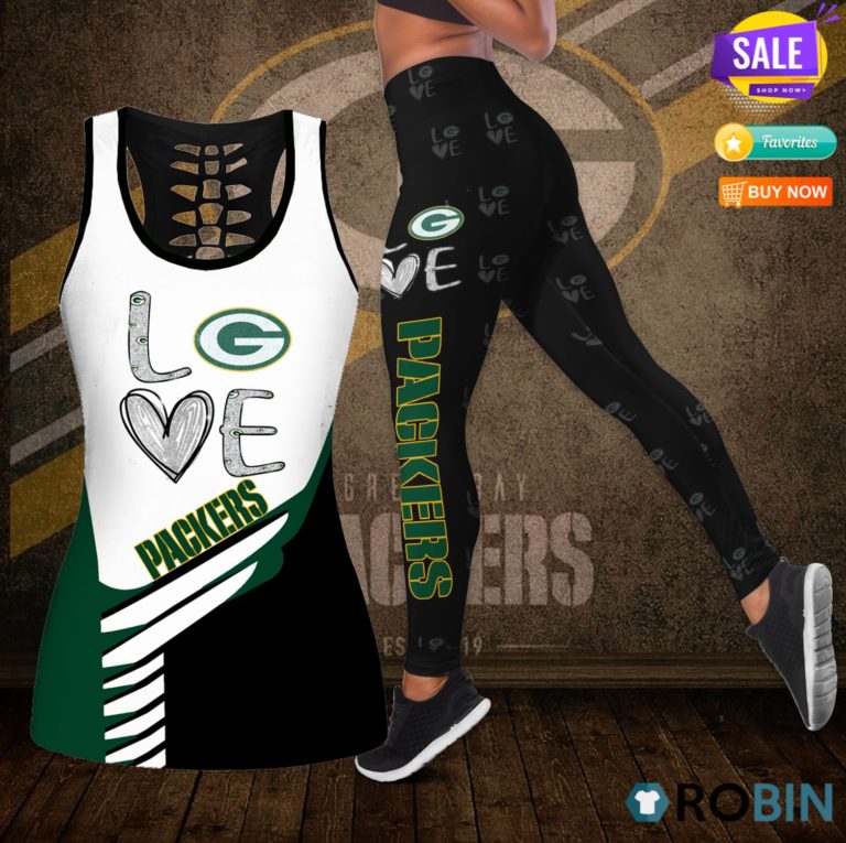 Green Bay Packers Love Hollow Tanktop & Legging Set