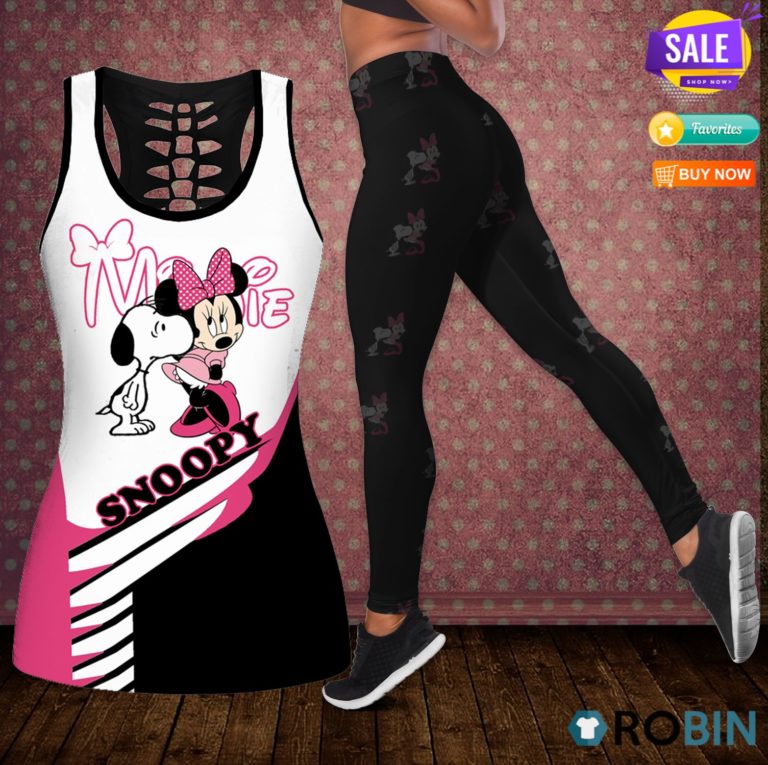 Snoopy and Minnie Mouse Hollow Tanktop & Legging Set