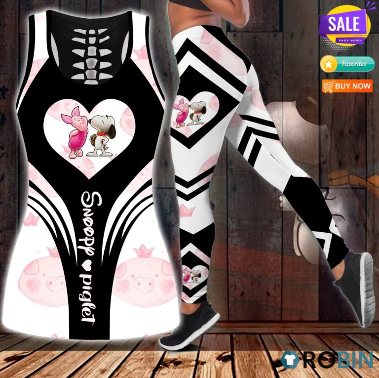 Snoopy and Piglet Hollow Tanktop & Legging Set