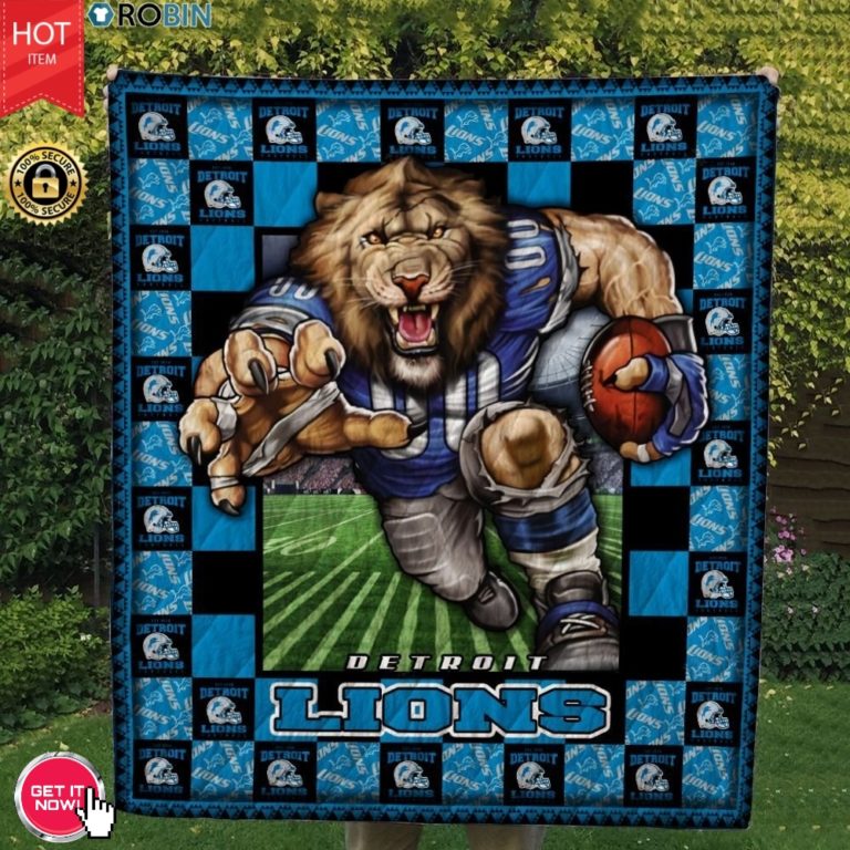 Detroit Lions Football Quilt Blanket