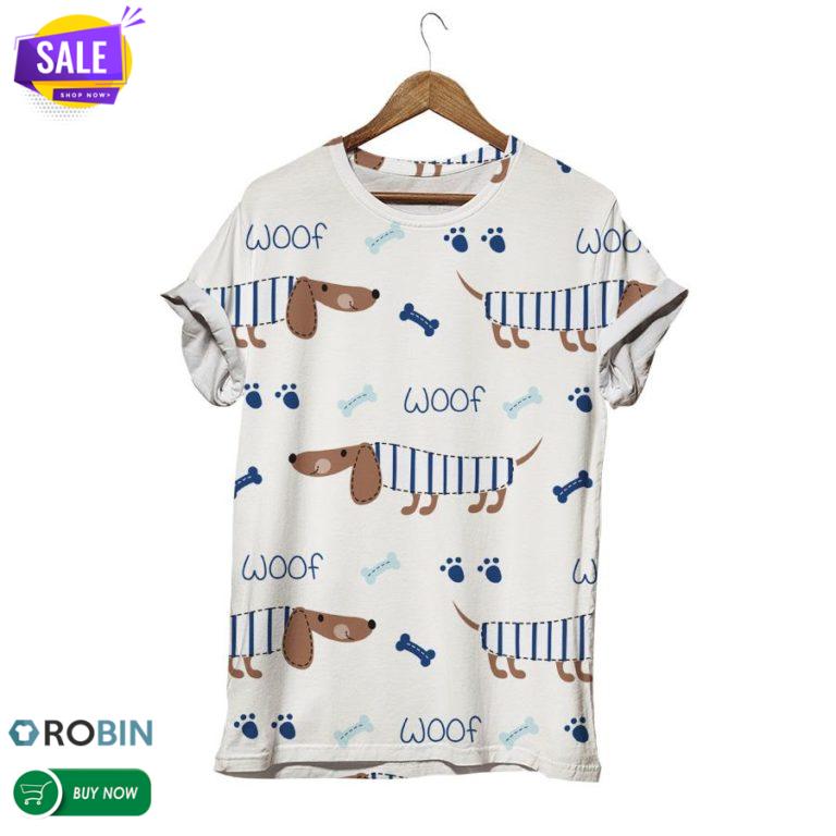Dachshund Dog Woof  3D All Over Print T-Shirt