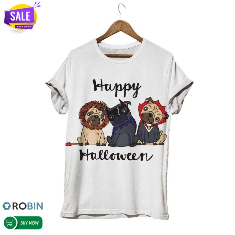 Pug The Dog Custom In Halloween  3D All Over Print T-Shirt