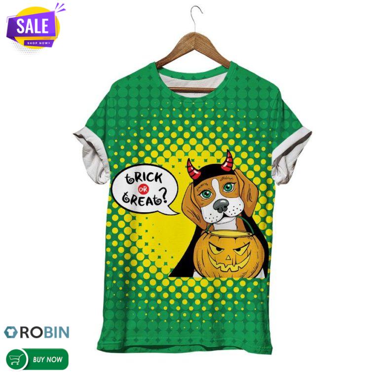 Trick Or Treat Halloween Dog  3D All Over Print T-Shirt