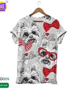 I Love My Yorkie Dog  3D All Over Print T-Shirt