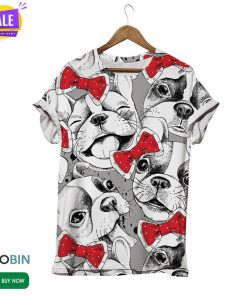 Smiling Dog With Bow Tie  3D All Over Print T-Shirt