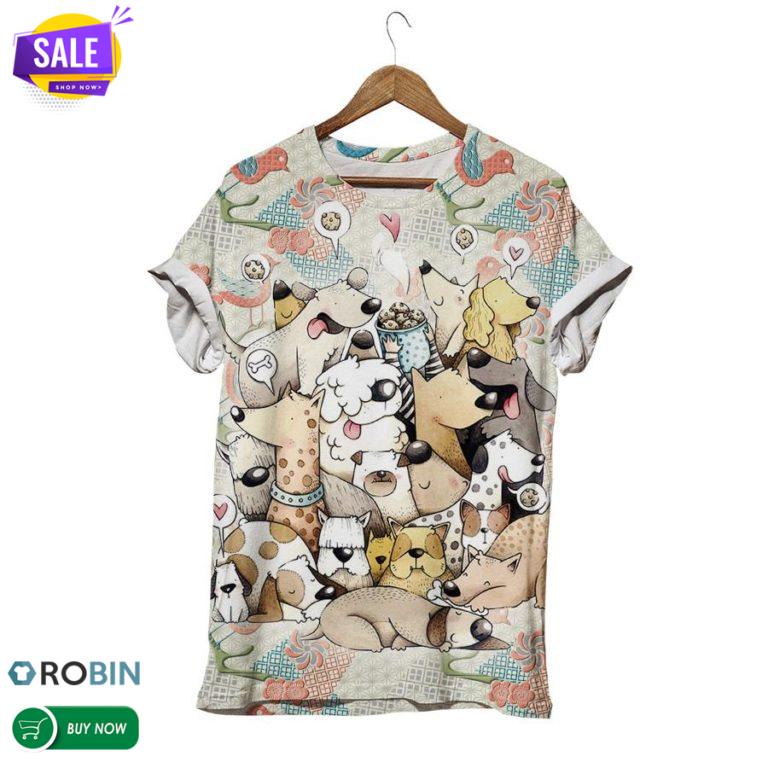 Funny Cartoon Dogs  3D All Over Print T-Shirt