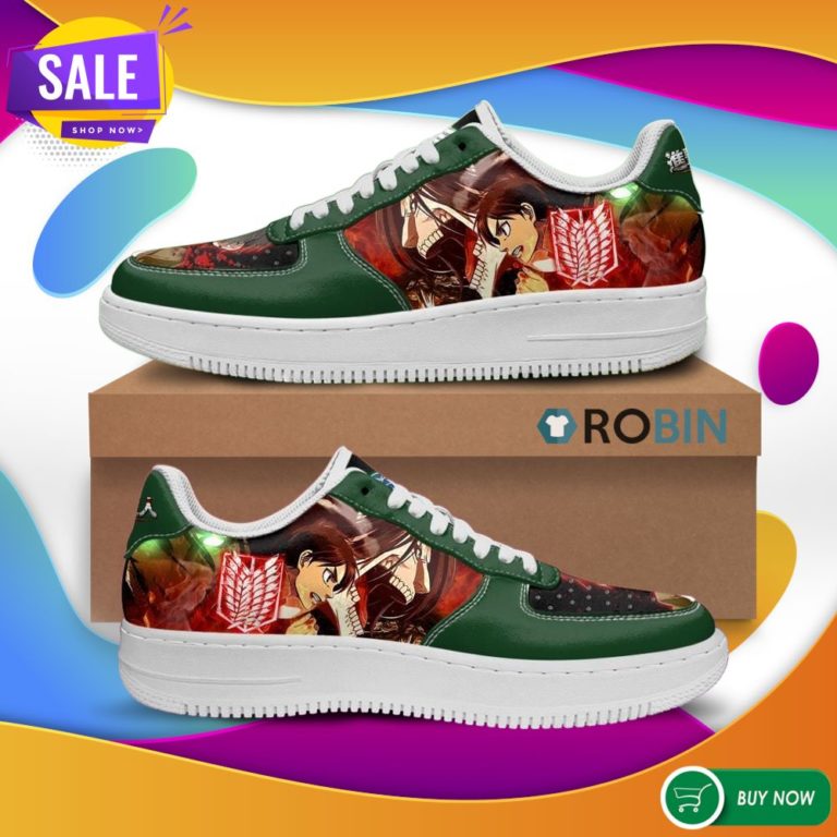 Eren Yeager Attack On Titan Air Force Sneakers AOT Anime Custom NAF Shoes