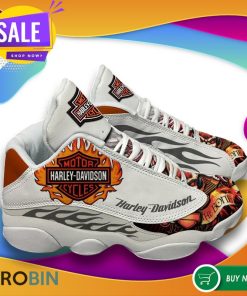 Flaming Harley Davidson Air Jordan 13 Sneakers Perfect Gift For Harley Fans