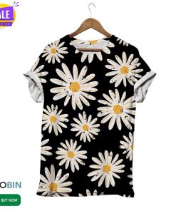 White Gerbera On Black  3D All Over Print T-Shirt