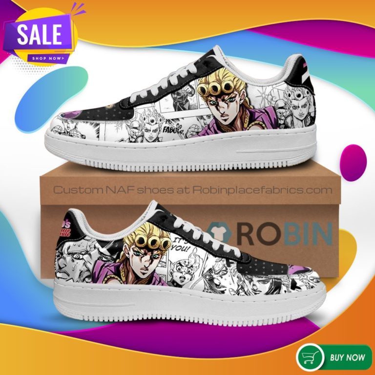 Giorno Giovanna Air Force Sneakers Manga Style JoJo’s Anime NAF Shoes