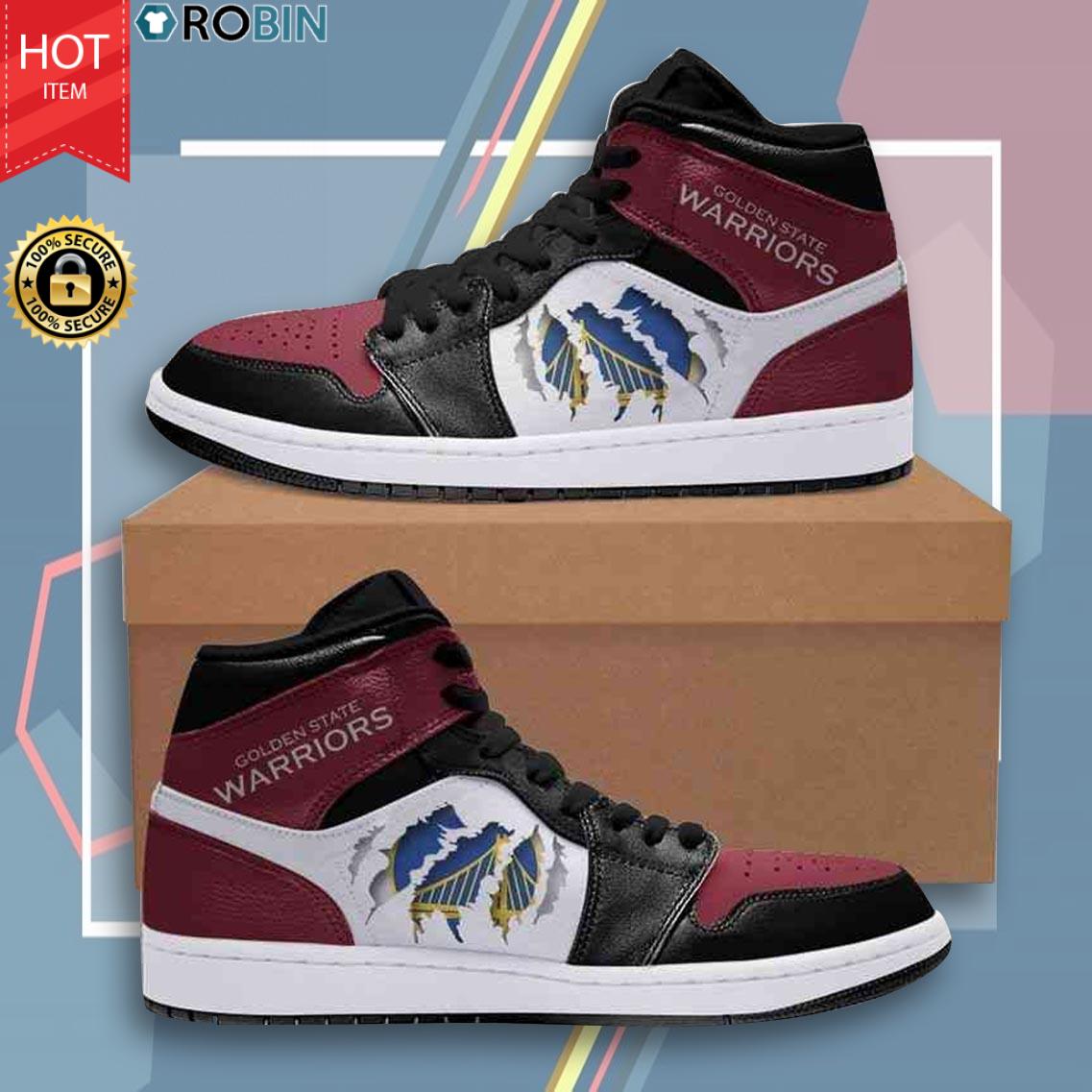Golden State Warriors Shoes - Jordan 1 High Sneaker - RobinPlaceFabrics