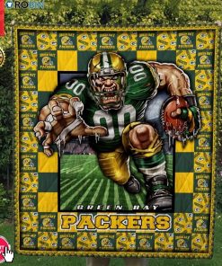 Green Bay Packers  Football Quilt Blanket Green Bay Packers  Football Quilt Blanket