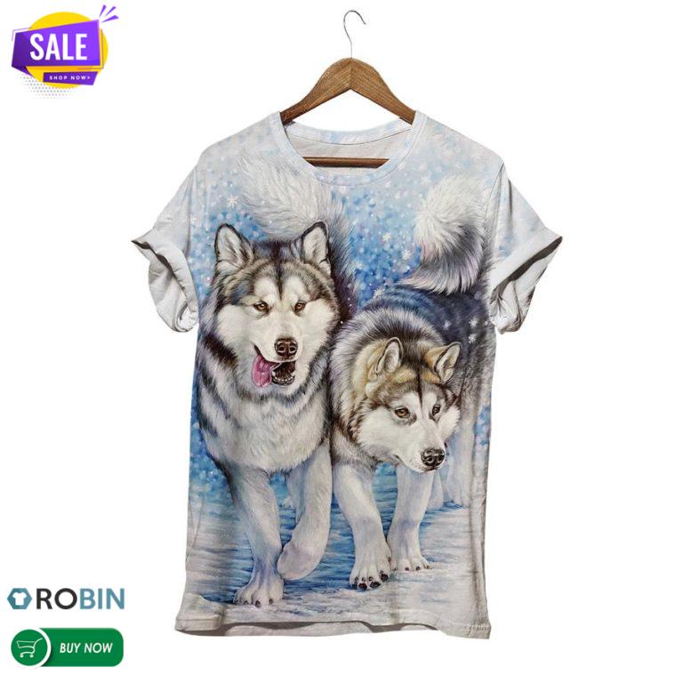 Husky Best Friends Forever  3D All Over Print T-Shirt