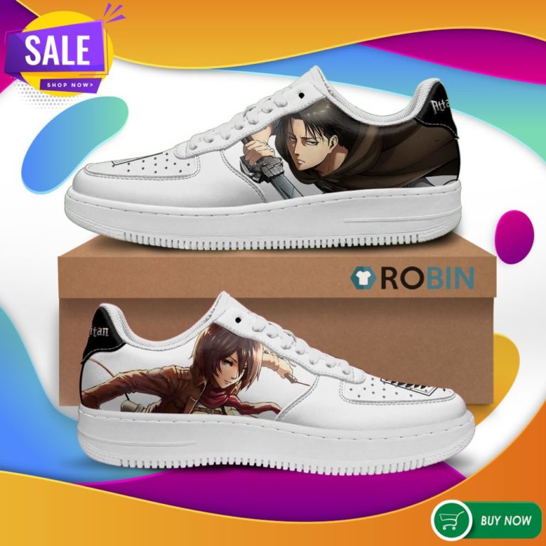 Levi and Mikasa Ackerman Air Force Shoes AOT Custom Anime Sneakers