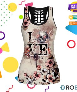 Love Skull Flower Hollow Tanktop & Legging Set Love Skull Flower Hollow Tanktop & Legging Set