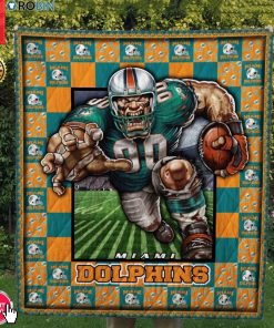 Miami Dolphins Football Quilt Blanket