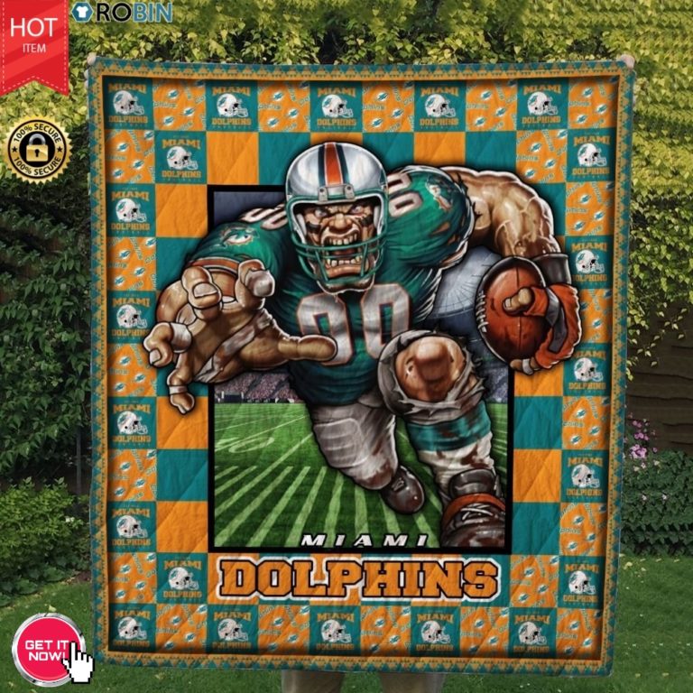 Miami Dolphins Football Quilt Blanket