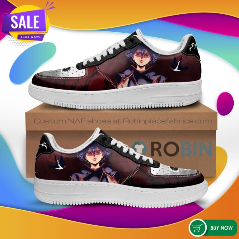 Nero Air Force Sneakers Black Bull Knight Black Clover Anime NAF Shoes