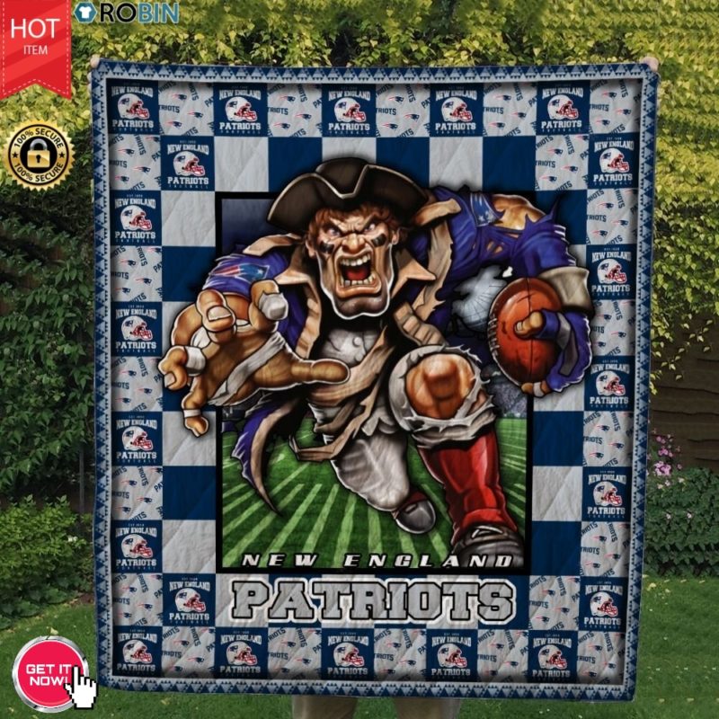 New England Patriots Football Quilt Blanket RobinPlaceFabrics