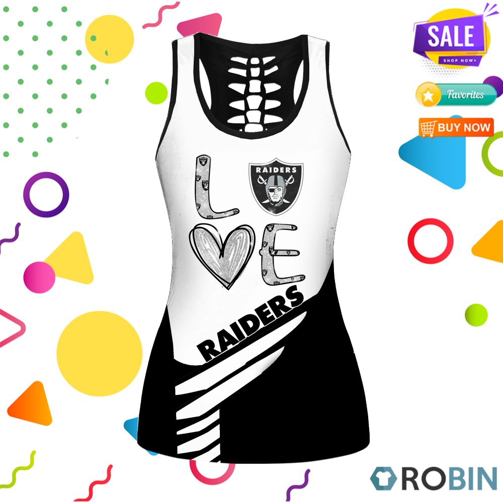 Tropical Oakland Raiders Combo Leggings And Hollow Tank Top For Women