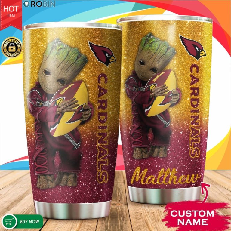 Personalized Baby Groot Hug Arizona Cardinals 20oz Tumbler
